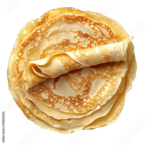 Thin pancakes and crepes with golden brown texture on transparent background