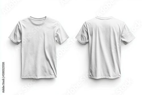 Two views of a white blank crew neck t shirt