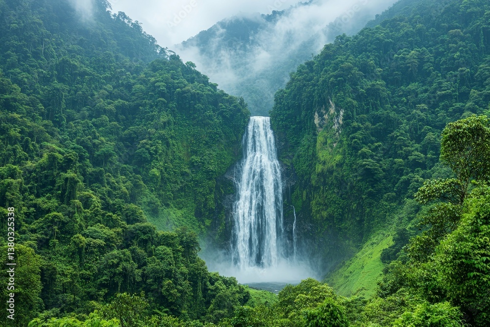 Fototapeta premium Breathtaking Waterfall in Lush Green Forest