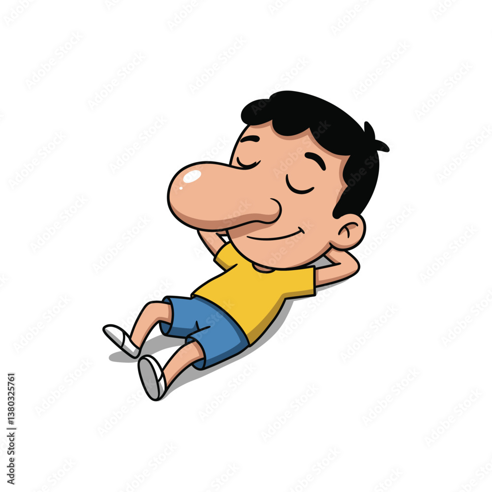 Cartoon Man Relaxing Vector - Peaceful Rest Illustration Cartoon Man Relaxing Vector - Peaceful Rest Illustration