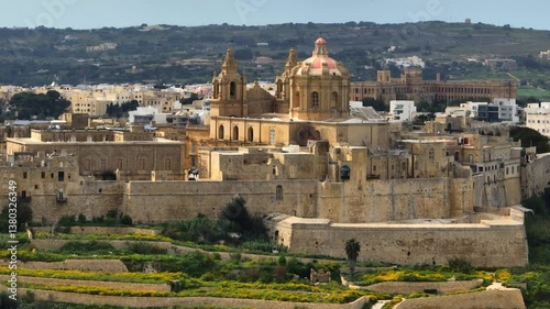 Mdina old city - old capital of Malta island. Aerial view
