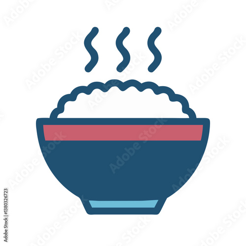 illustration of a bowl of rice with chopstick. rice bowl icon for website design and mobile app	