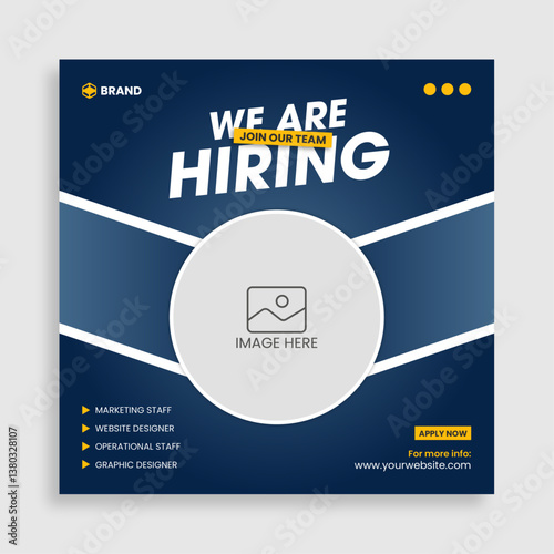 Hiring announcement social media post design template.