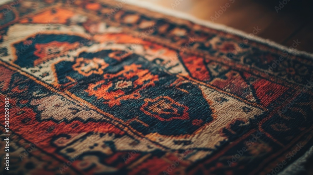 Fototapeta premium A Close Up Shot Displays Texture And Pattern Of Woven Carpet