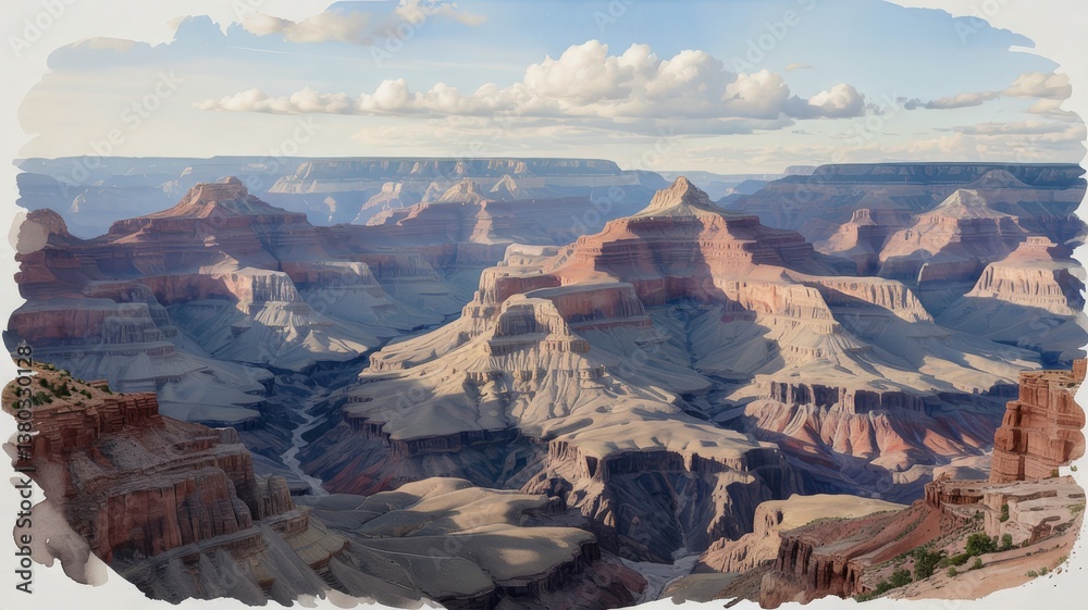 Fototapeta premium Grand Canyon Landscape with Layers of Rock and Dramatic Sky