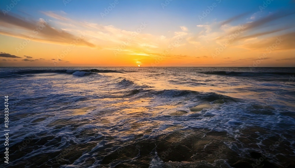 Obraz premium Calming Ocean Waves with Soft Sunset Colors – Serene Seaside Atmosphere