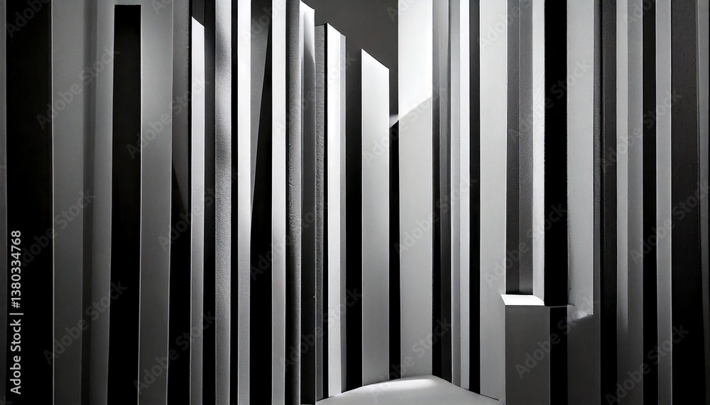Obraz premium Minimalist Black and White Geometric Shadows