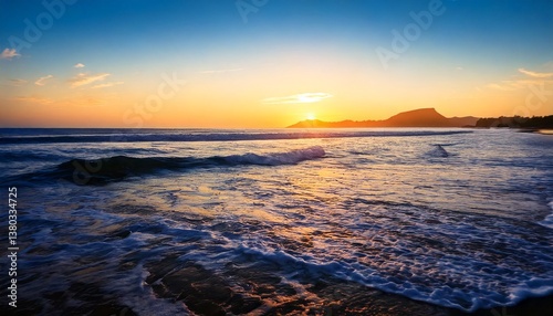 Calming Ocean Waves with Soft Sunset Colors – Serene Seaside Atmosphere