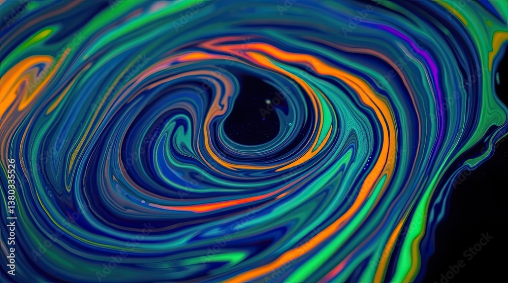 An abstract colorful swirled spiral with contrasting vibrant hues