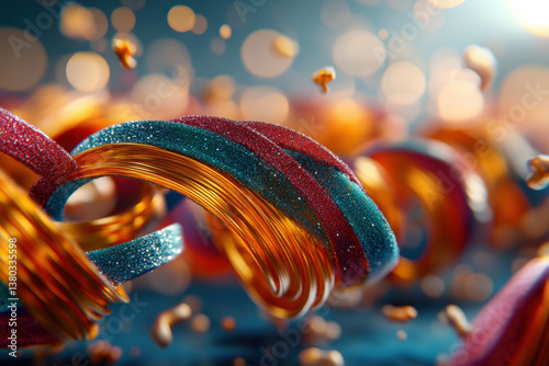 Colorful Abstract Ribbons with Glitter 