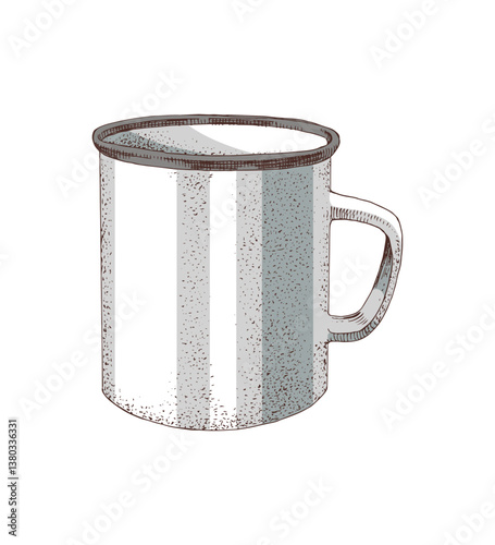 Enamel camper cup hand drawn vector