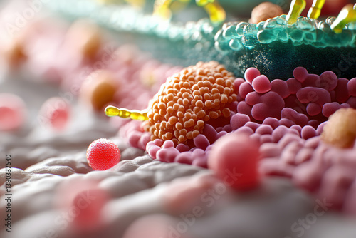 Cell Membrane and Molecules Close-Up 
