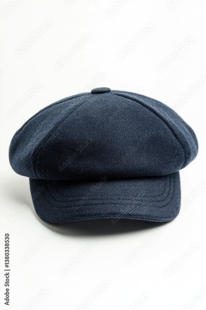Navy blue, soft, flat-topped hat. Features a structured, slightly curved brim. Excellent for casual wear Navy blue, soft, flat-topped hat. Features a structured, slightly curved brim. Excellent for casual wear
