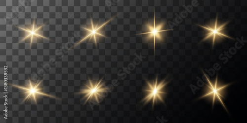 Lens Flare, light glow effect. sun or realistic shining star with backlight effect. bokeh glitter and sparkles or sparkles on transparent background.