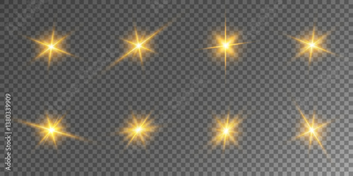 Lens Flare, light glow effect. sun or realistic shining star with backlight effect. bokeh glitter and sparkles or sparkles on transparent background.