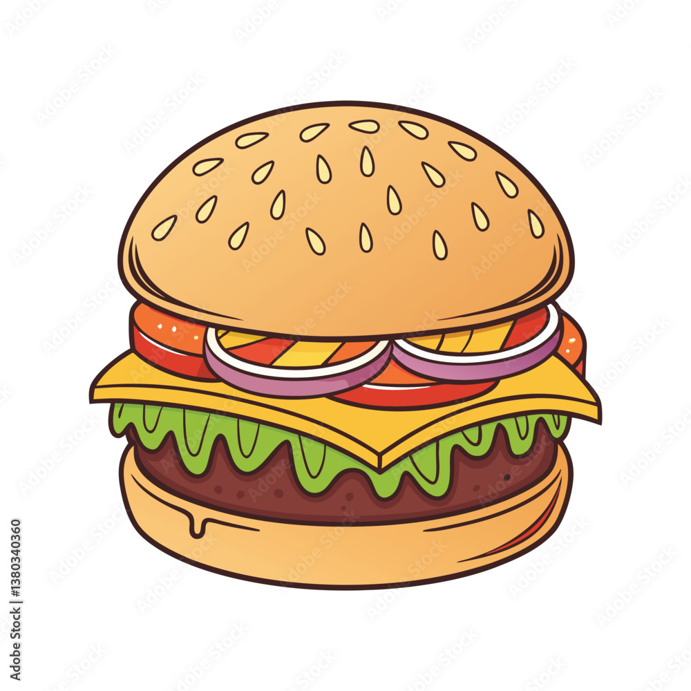 Hamburger vector illustration isolated on a white background Hamburger vector illustration isolated on a white background