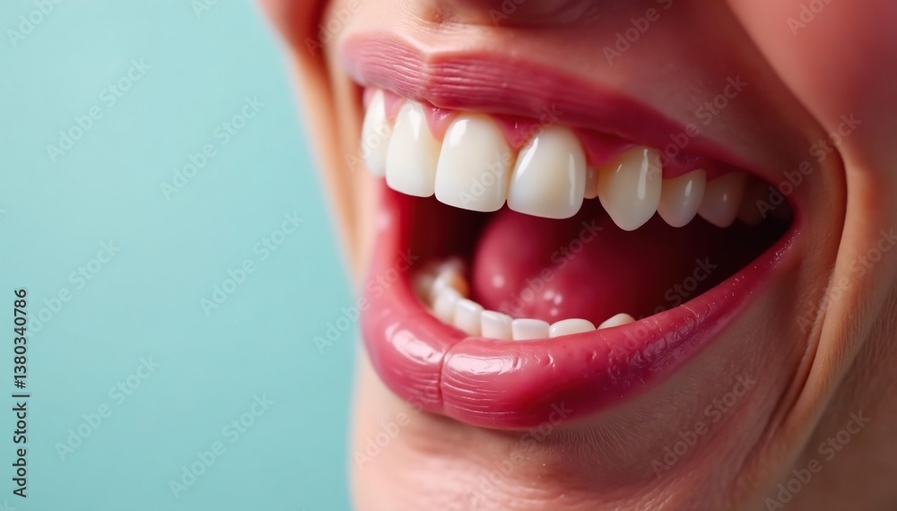 Fototapeta premium Close-up view of aching tooth; red, swollen gum visible, enamel, root, mouth