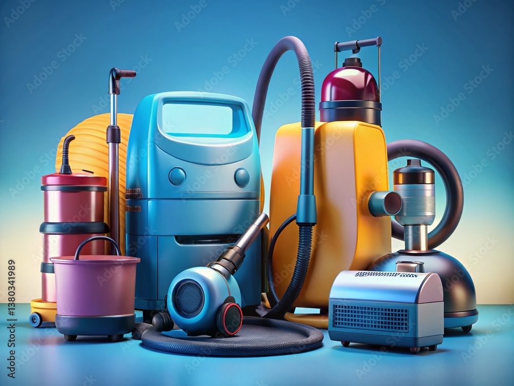 Home Appliances & Vacuum Cleaner: Clean Home Essentials Stock Photo