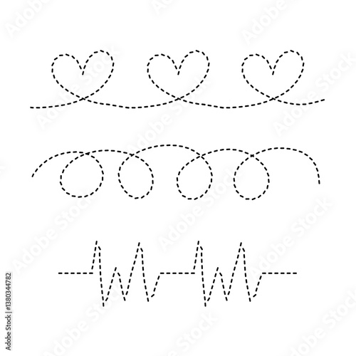 A dashed-line drawing resembling a heartbeat or ECG pattern, symbolizing life, health, and energy.