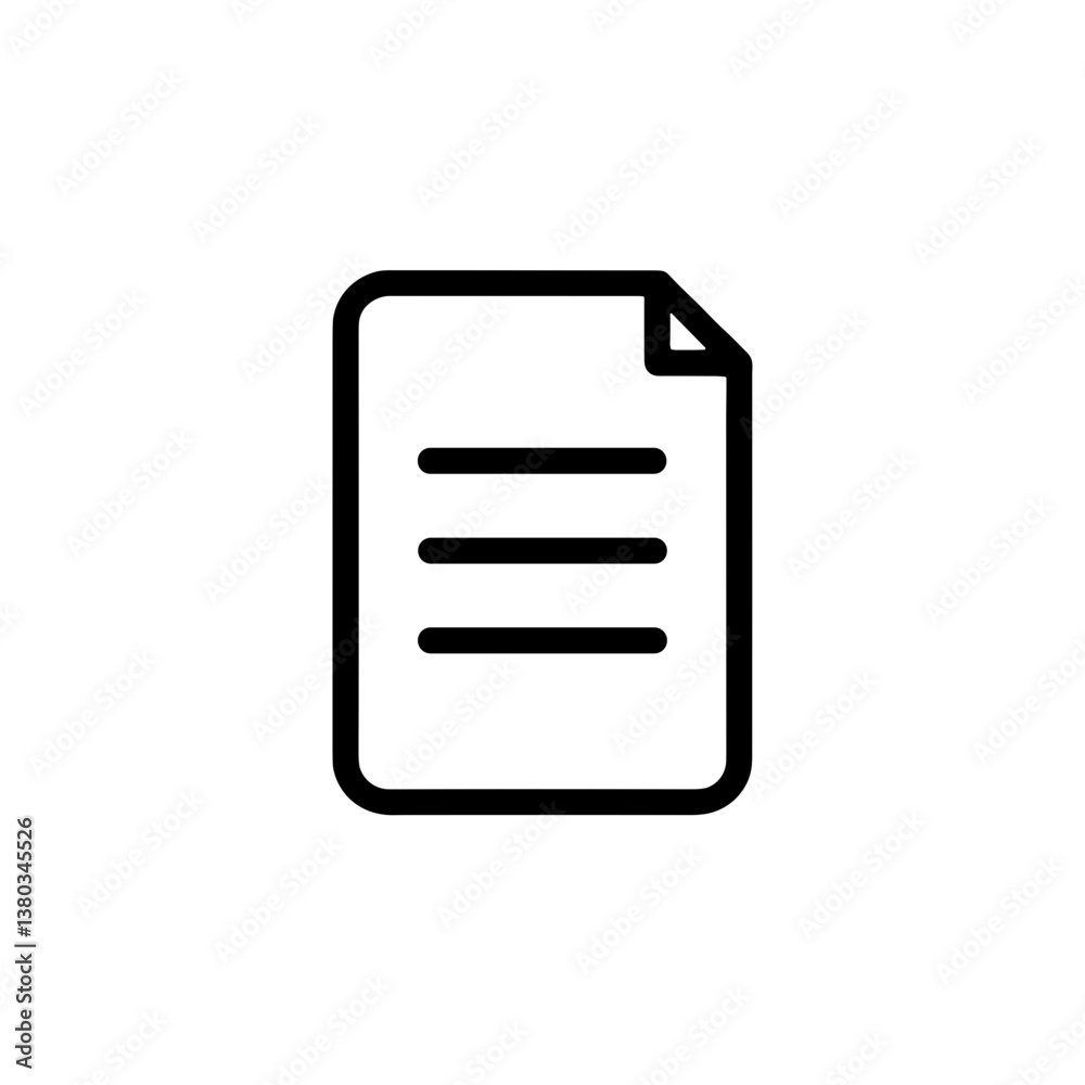 Icon of a document representing information on a blank background Icon of a document representing information on a blank background