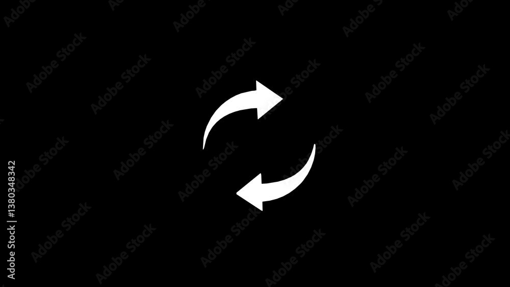 Circle arrow rotating, reload symbol, update, circle arrow, refresh representing refresh actions. Loading arrow symbols spinning animation. 4k video.