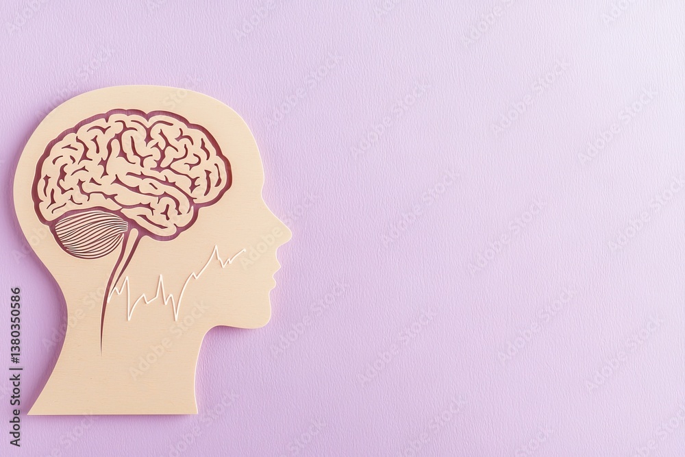 Encephalography is depicted by a paper cutout of a brain on a purple background, symbolizing awareness of epilepsy, Alzheimer's, seizure disorders, and mental health