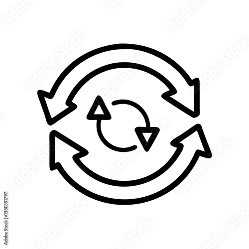 Circular arrows symbolizing updates on a white background