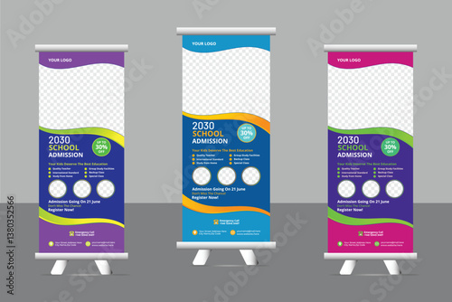 Creative Back to school admission study college education kids promotion roll up banner,school admission roll up banner, education roll up banner, pull up banner, or x banner print template