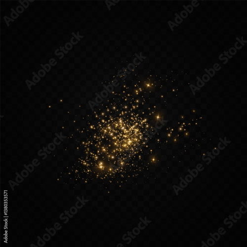 
Shimmering particles. Dust sparkles with golden light. Light effect.