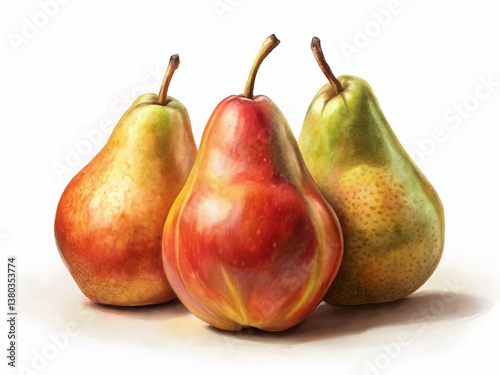 Juicy Ripe Pears Isolated on White Background - Perfect for Food Photography