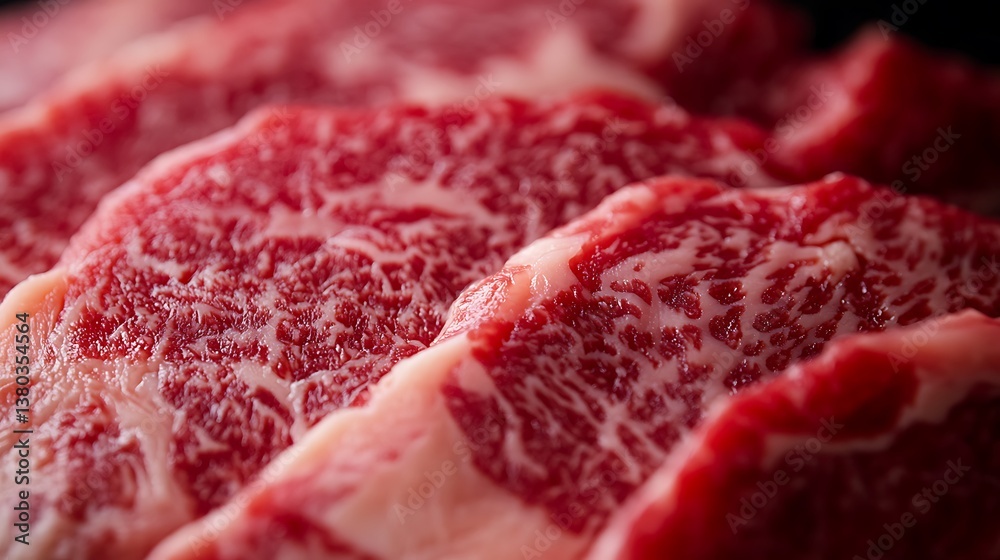 Obraz premium Close up view of several pieces of raw red meat
