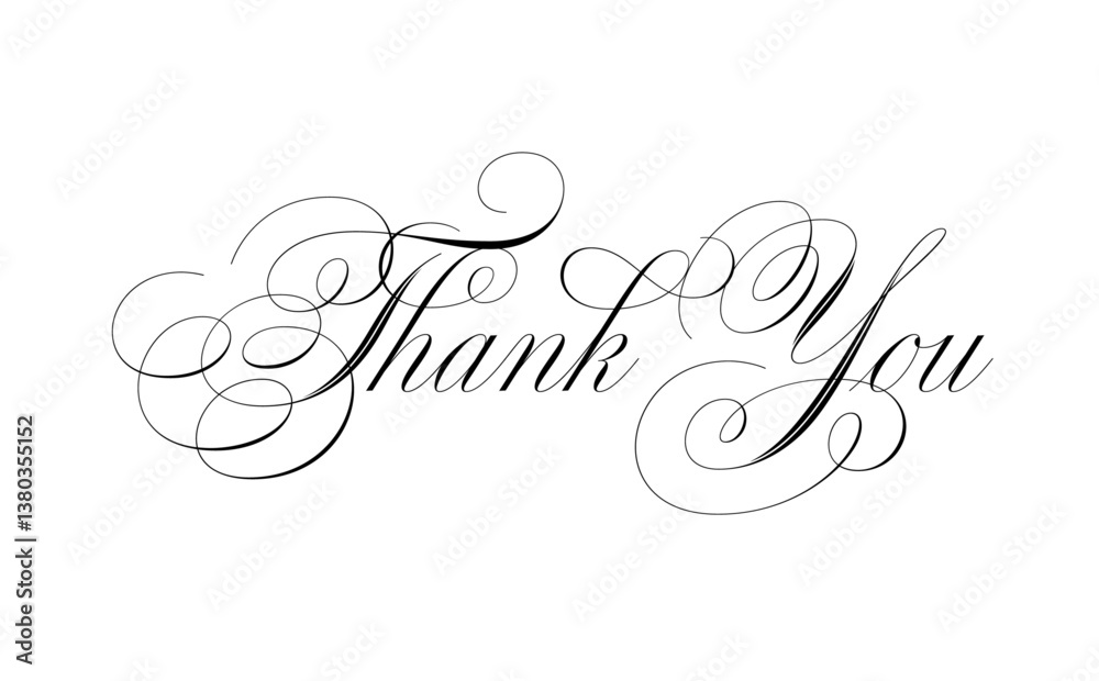 Fototapeta premium 手書き風の筆記体で書いたThank You（ありがとう）の文字（カリグラフィー） 