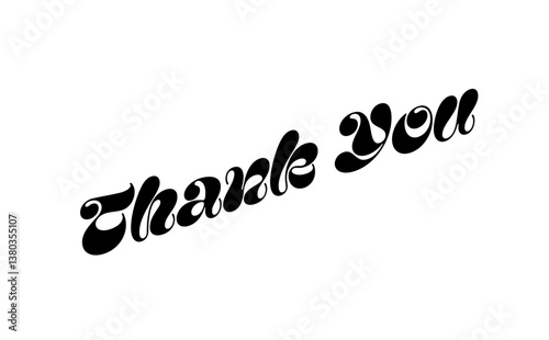 手書き風の筆記体で書いたThank You（ありがとう）の文字（カリグラフィー）
