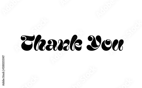 手書き風の筆記体で書いたThank You（ありがとう）の文字（カリグラフィー）
