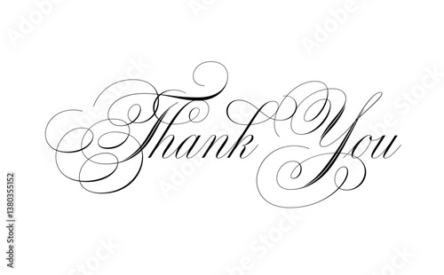 手書き風の筆記体で書いたThank You（ありがとう）の文字（カリグラフィー）
