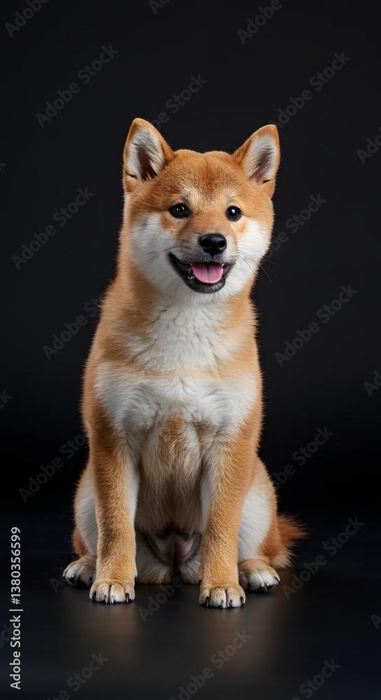 Premium photograph of happy sitting shiba inu puppy on a black background generative ai
Premium photograph of happy sitting shiba inu puppy on a black background generative ai