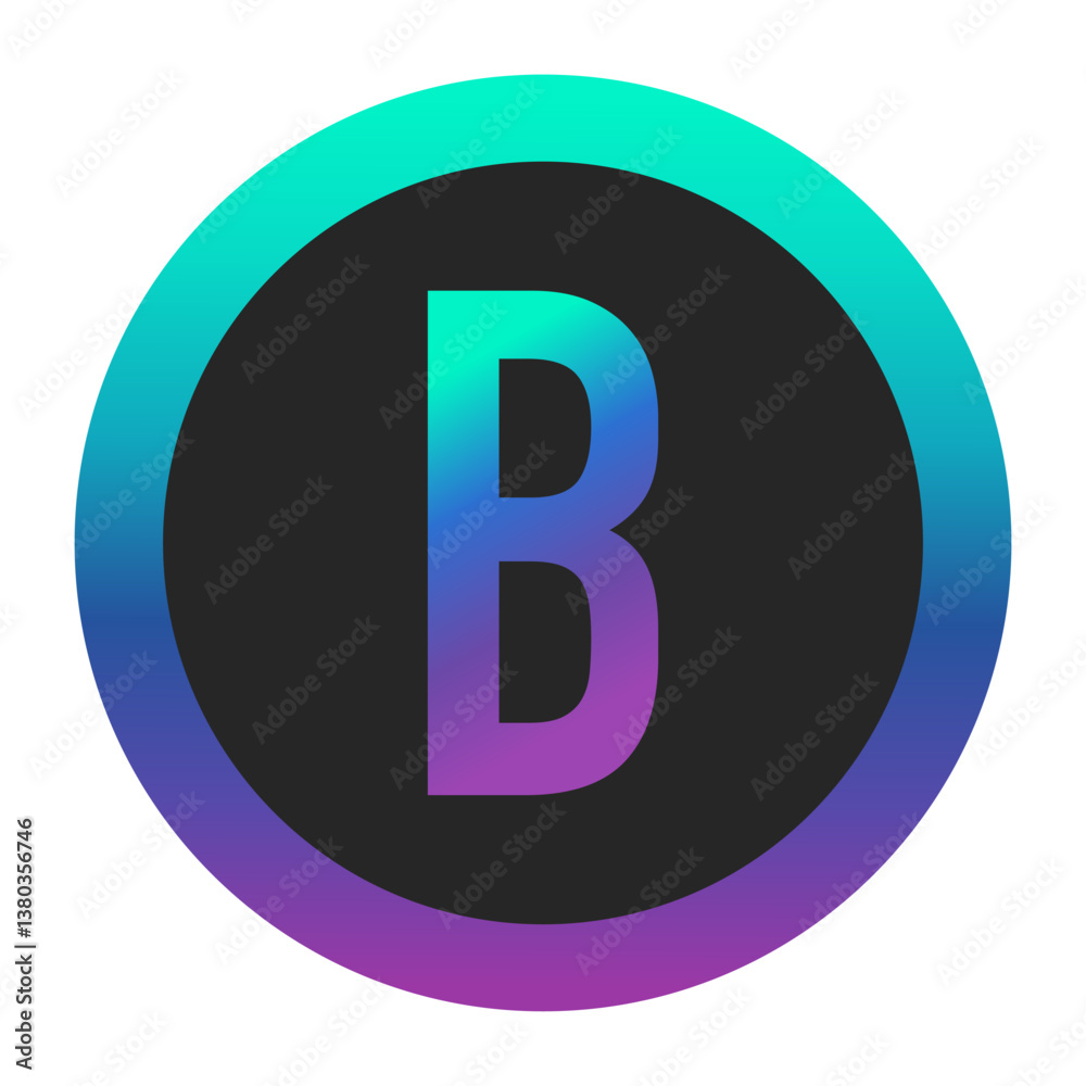 Stylish letter B with vibrant gradient colors and a circular border, perfect for branding, tech themes, or innovative designs. Stylish letter B with vibrant gradient colors and a circular border, perfect for branding, tech themes, or innovative designs.