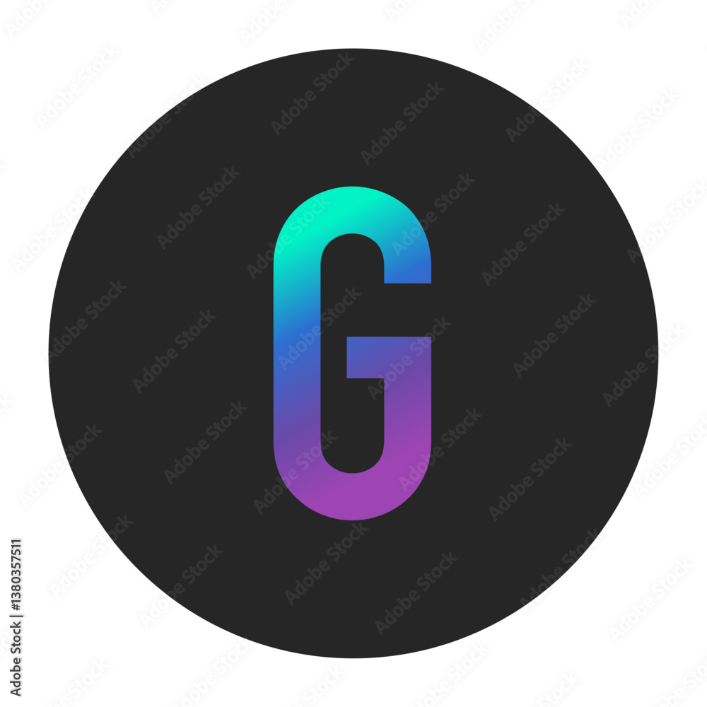 Gradient letter G with a striking purple-to-green transition set on a dark circular background. Perfect for innovative branding, digital logos, and modern graphic design projects. Gradient letter G with a striking purple-to-green transition set on a dark circular background. Perfect for innovative branding, digital logos, and modern graphic design projects.