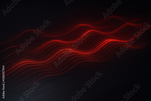 Sleek metallic surface with glowing red digital waves, horizontal layout, futuristic tech design for gaming or hardware ads