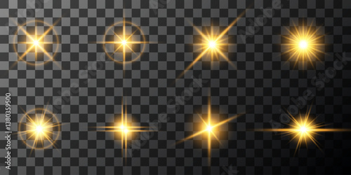 Lens Flare, light glow effect. sun or realistic shining star with backlight effect. bokeh glitter and sparkles or sparkles on transparent background.