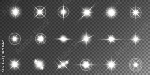 Lens Flare, light glow effect. sun or realistic shining star with backlight effect. bokeh glitter and sparkles or sparkles on transparent background.