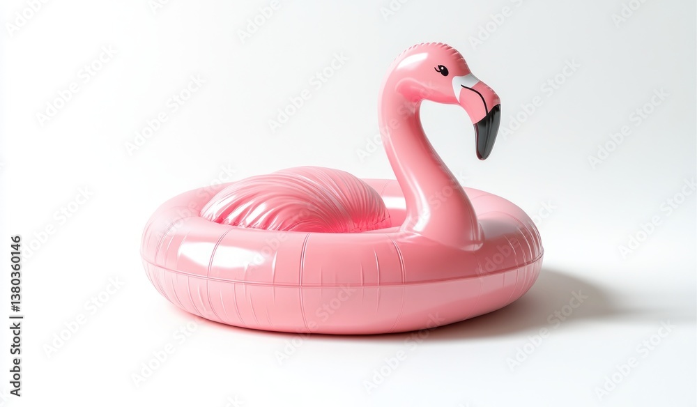 Pink Flamingo Inflatable Pool Float on White Background Summer Vacation Fun Beach Party Decoration Pink Flamingo Inflatable Pool Float on White Background Summer Vacation Fun Beach Party Decoration