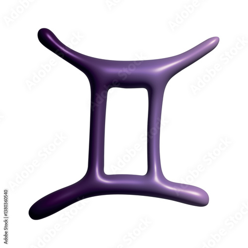 3d gemini zodiac sign Esoteric symbol Astrology clipart Element for design