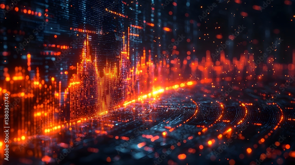 Glowing digital financial data visualization Glowing digital financial data visualization