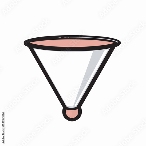 Funnel graphic stands on white background processing liquids simply