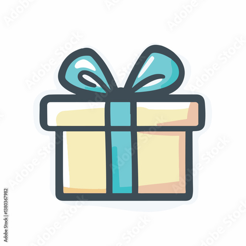 Wrapped gift box presents ribbon in simple design graphic