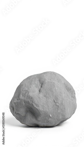 A smooth, grey stone sits alone against a stark white backdrop, rock, concept
