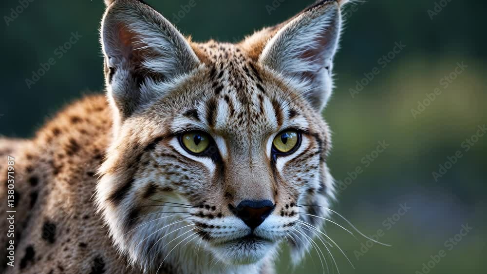 A close-up view of a lynx's face. A close-up view of a lynx's face.