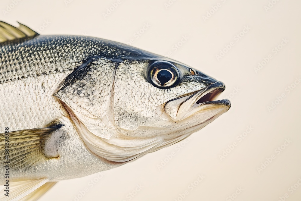 Naklejka premium A close up view of a silvery fish head