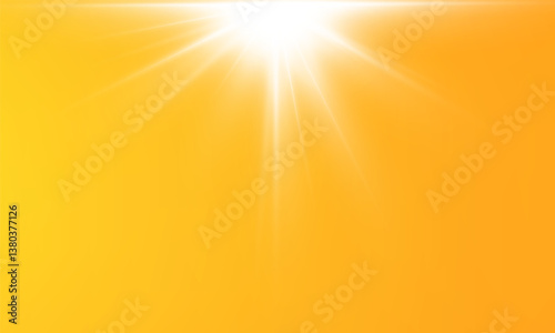  Warm sun on a yellow background. Leto.bliki solar rays